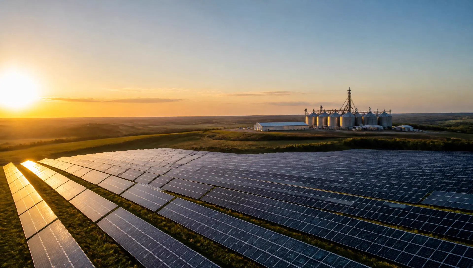 Usina solar empresarial de grande porte instalada em uma operação produtiva